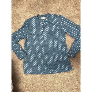 Madewell Cotton Blue Print Button shirt size L